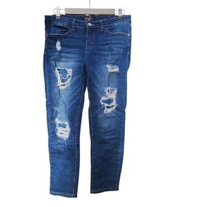 Judy Blue Capri Fit Distressed Denim Jeans Medium Wash Size 9/29 JB70147